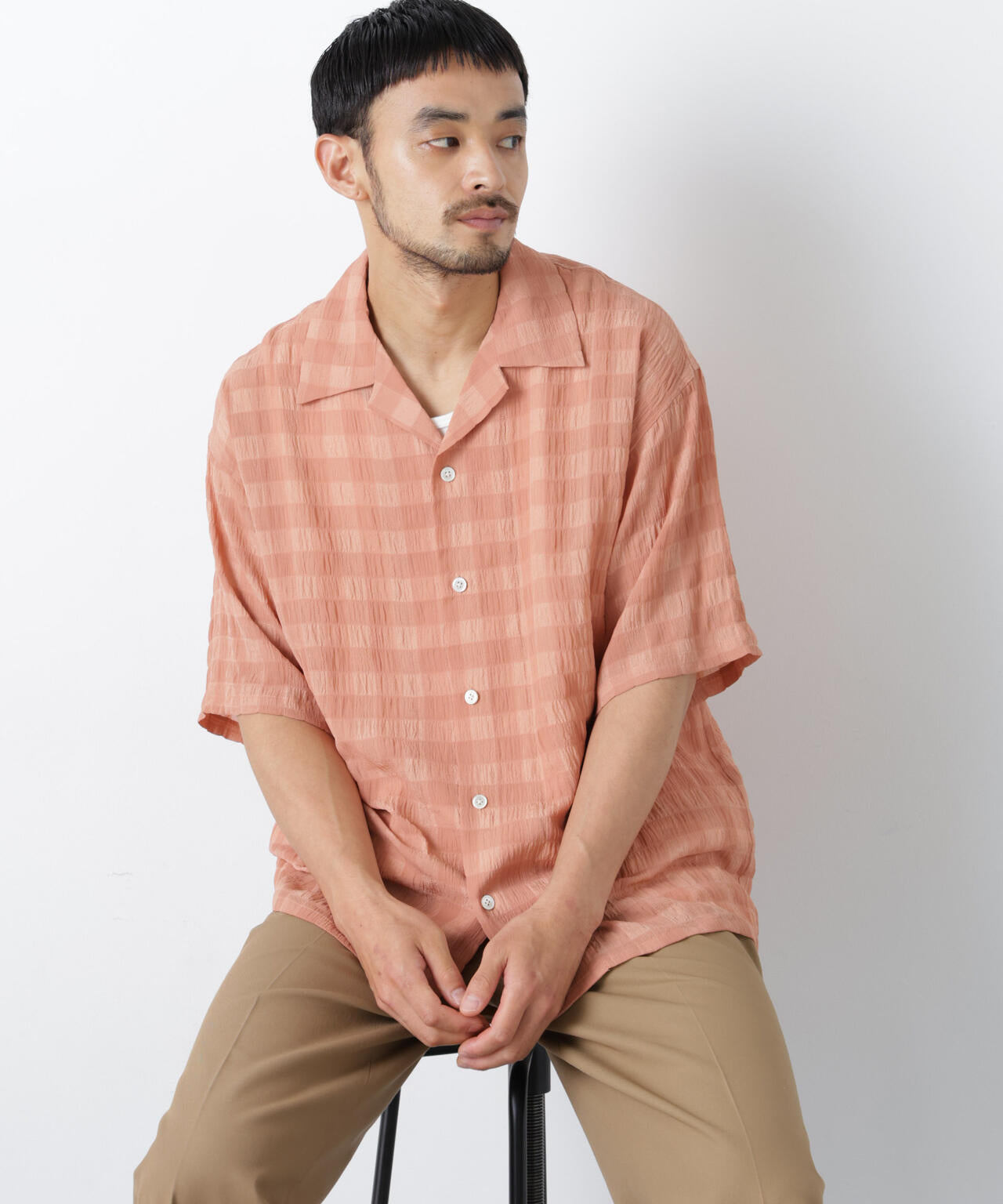 シースルーチェックシャツ 半袖 6686221202