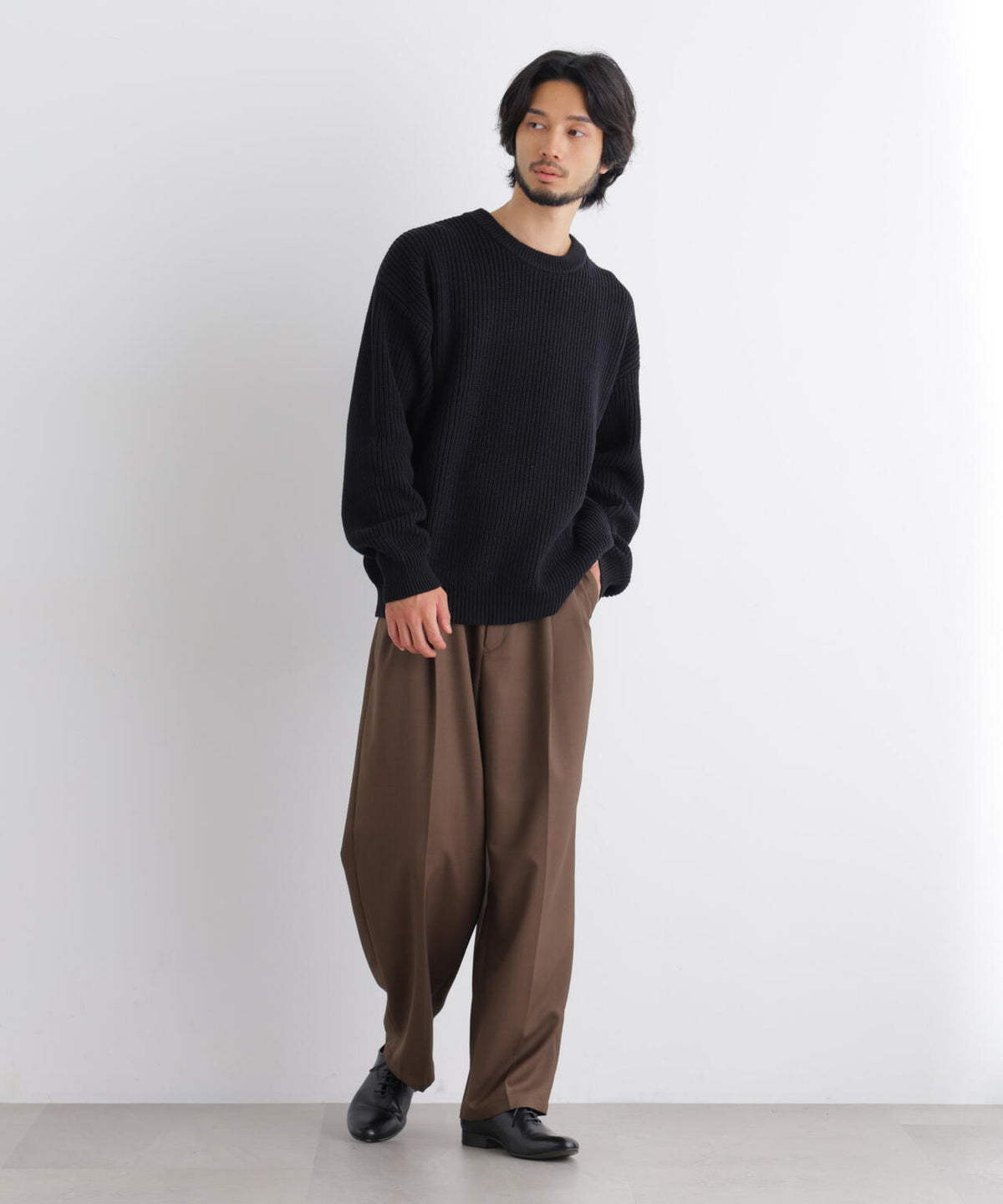 コットンMIXバルキークルーネックニット 6686222218