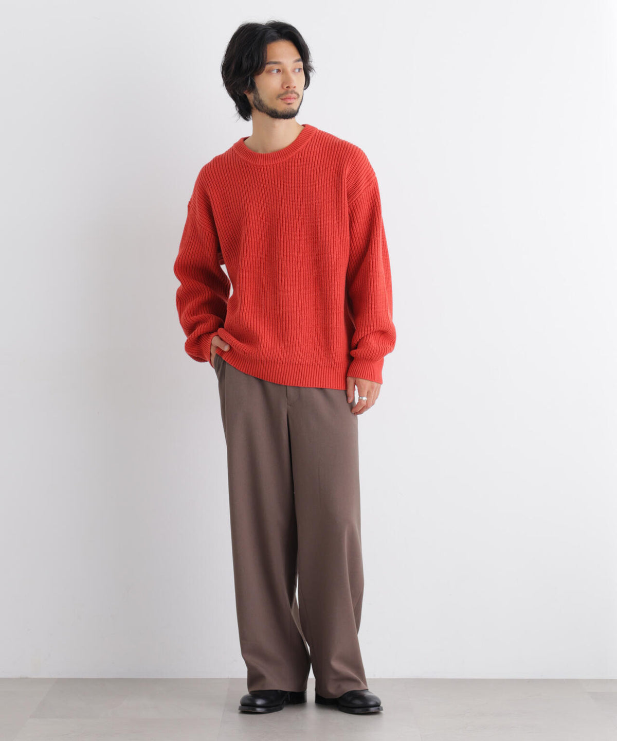 コットンMIXバルキークルーネックニット 6686222218
