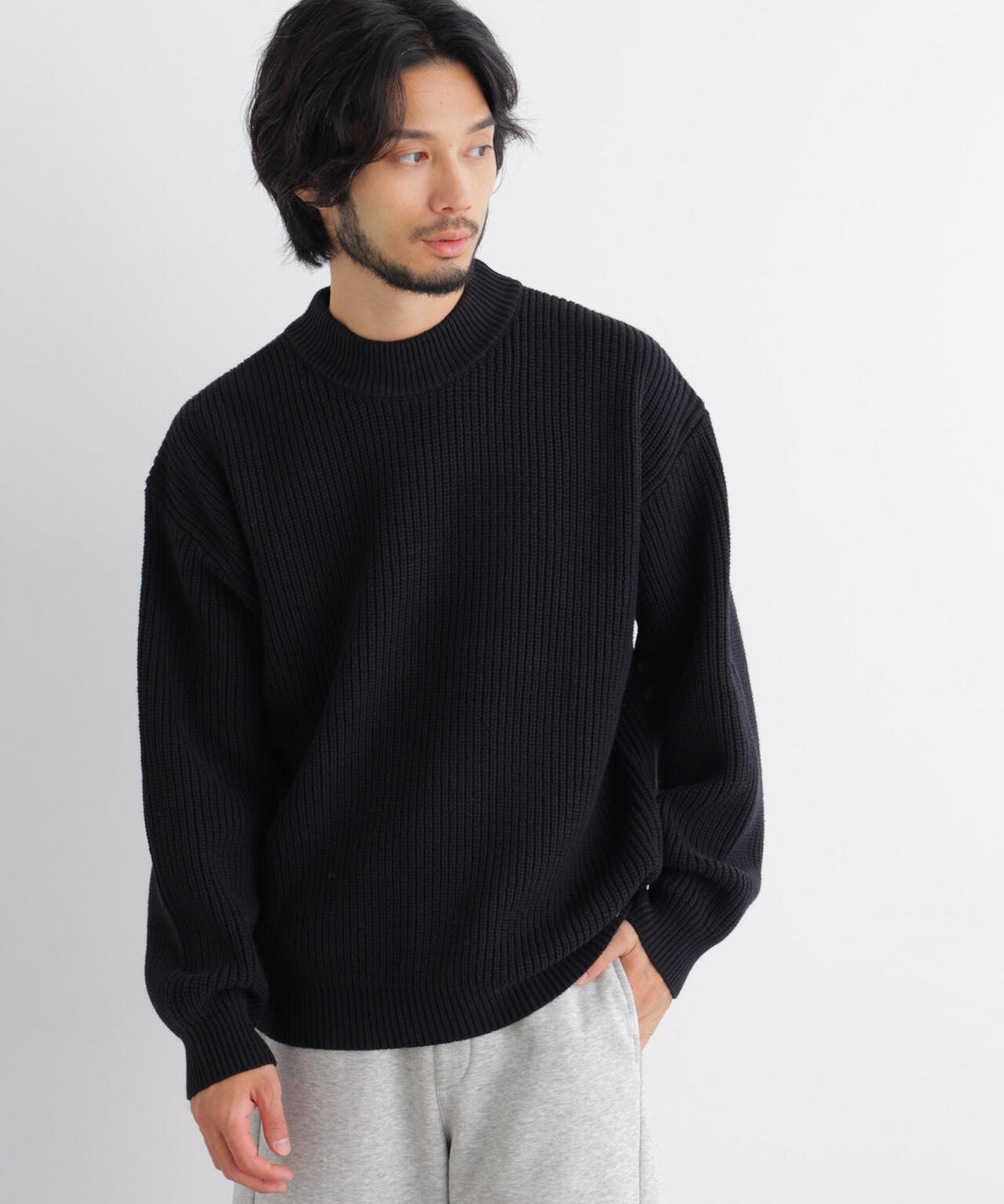コットンMIXバルキーモックネックニット 6686222219