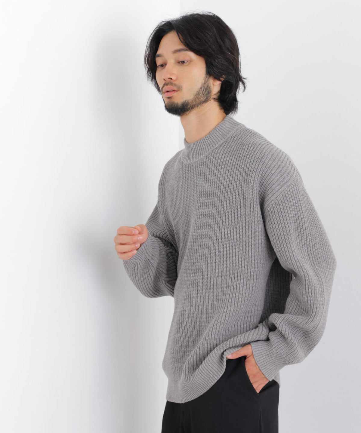 コットンMIXバルキーモックネックニット 6686222219