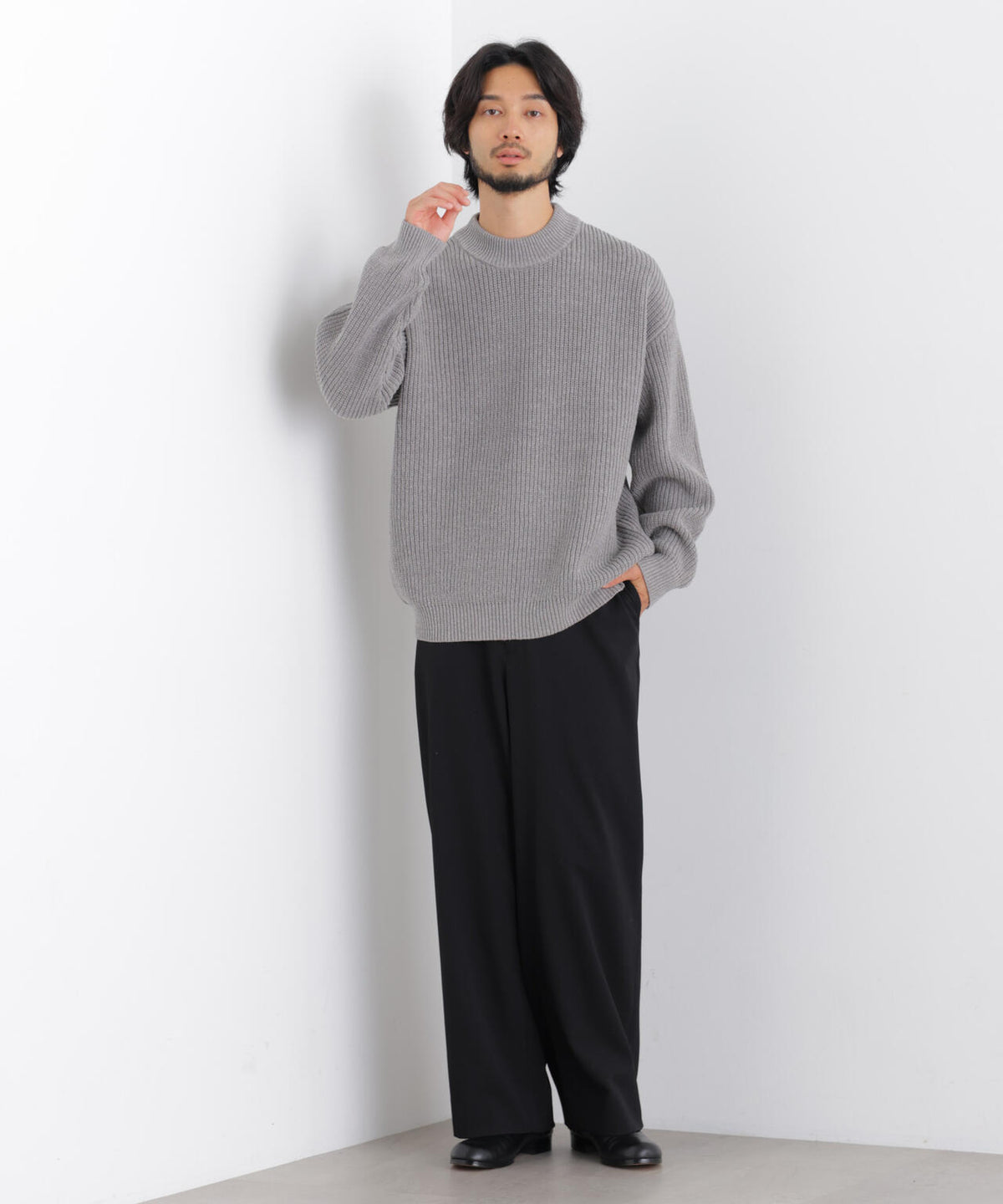 コットンMIXバルキーモックネックニット 6686222219