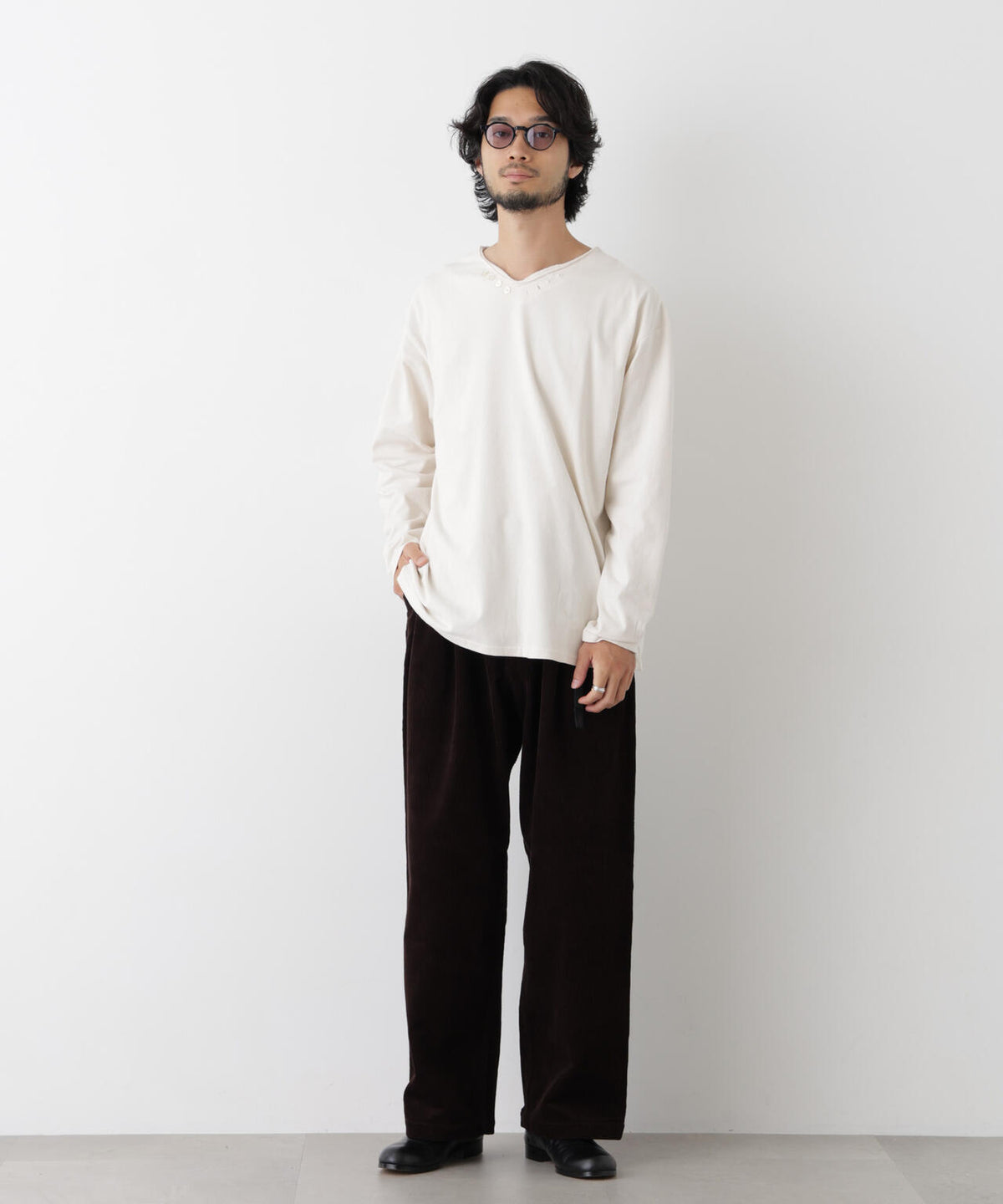 「surplus」デザインヘンリーネックTシャツ 長袖 6686223214