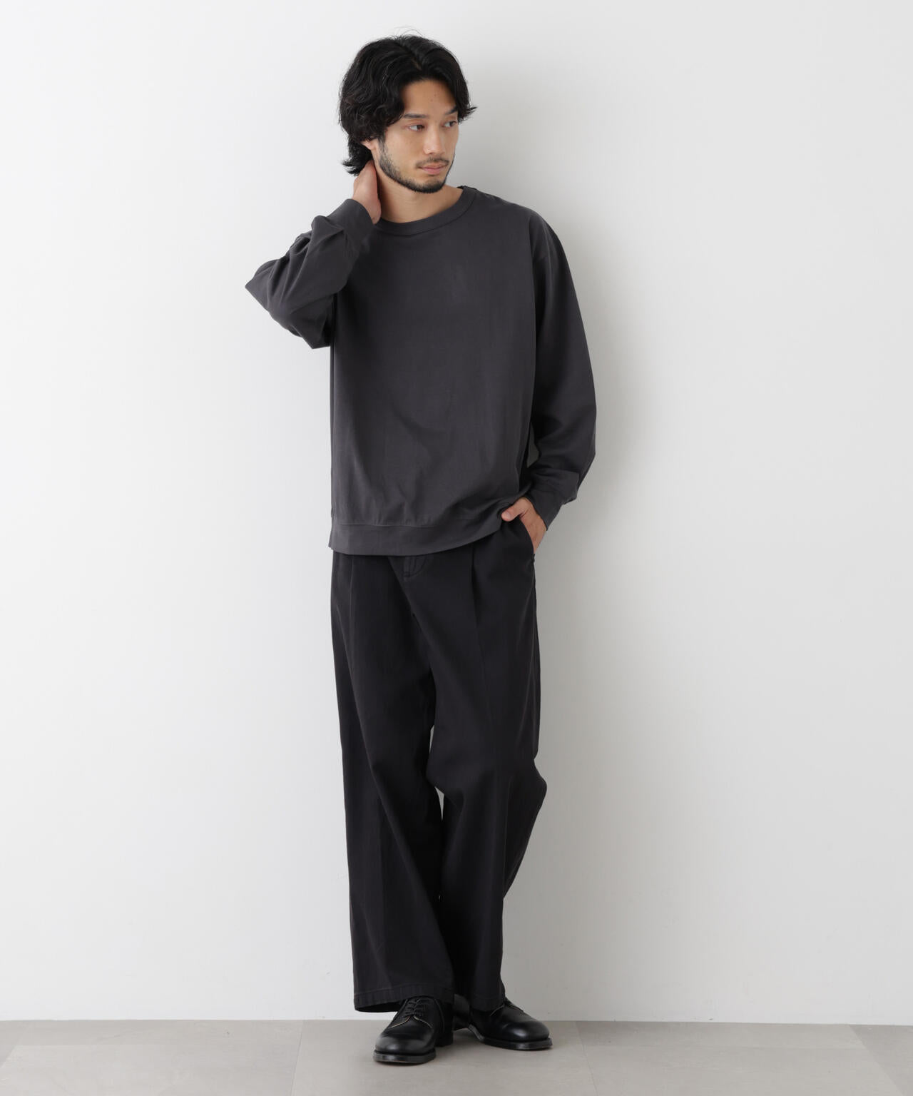 ソフトメランジクルーネックTシャツ 長袖 6686223215