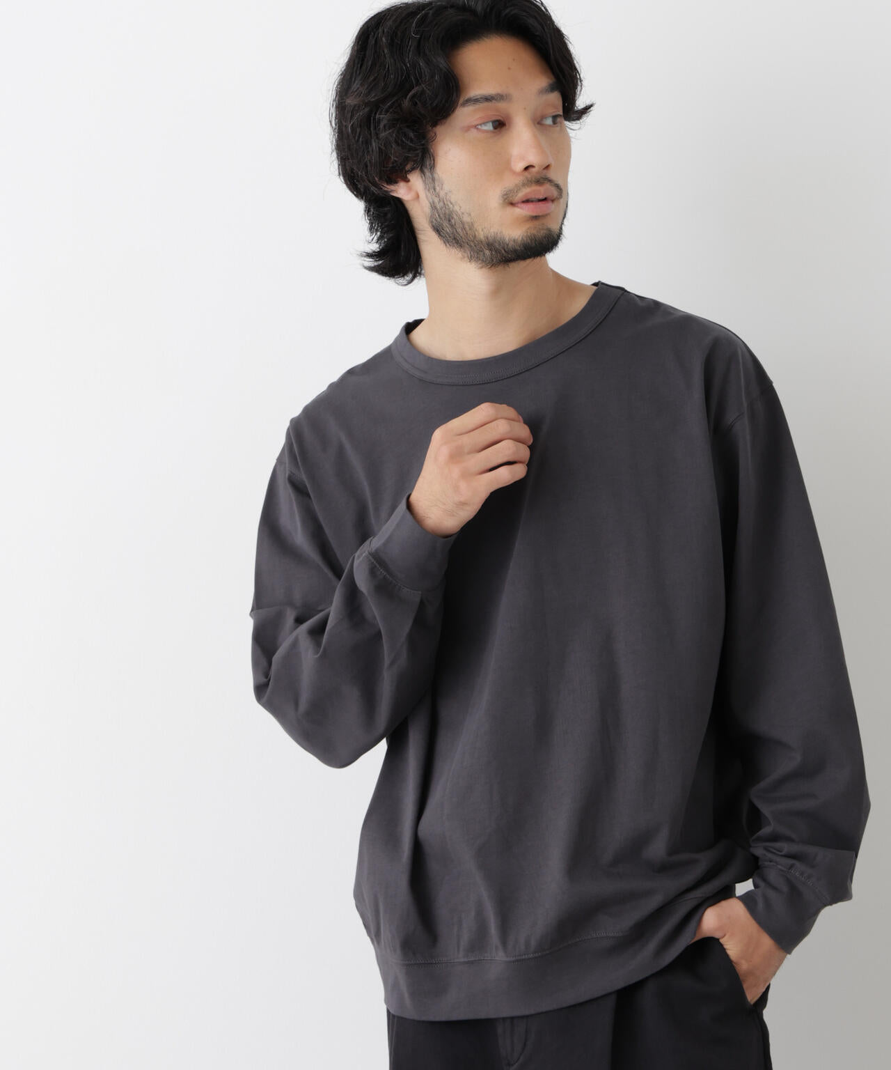 ソフトメランジクルーネックTシャツ 長袖 6686223215