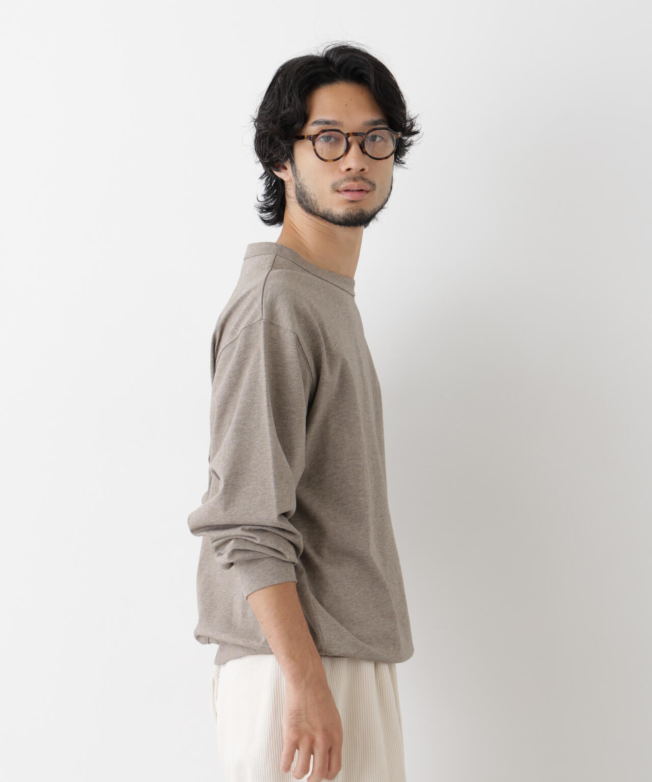 ソフトメランジクルーネックTシャツ 長袖 6686223215