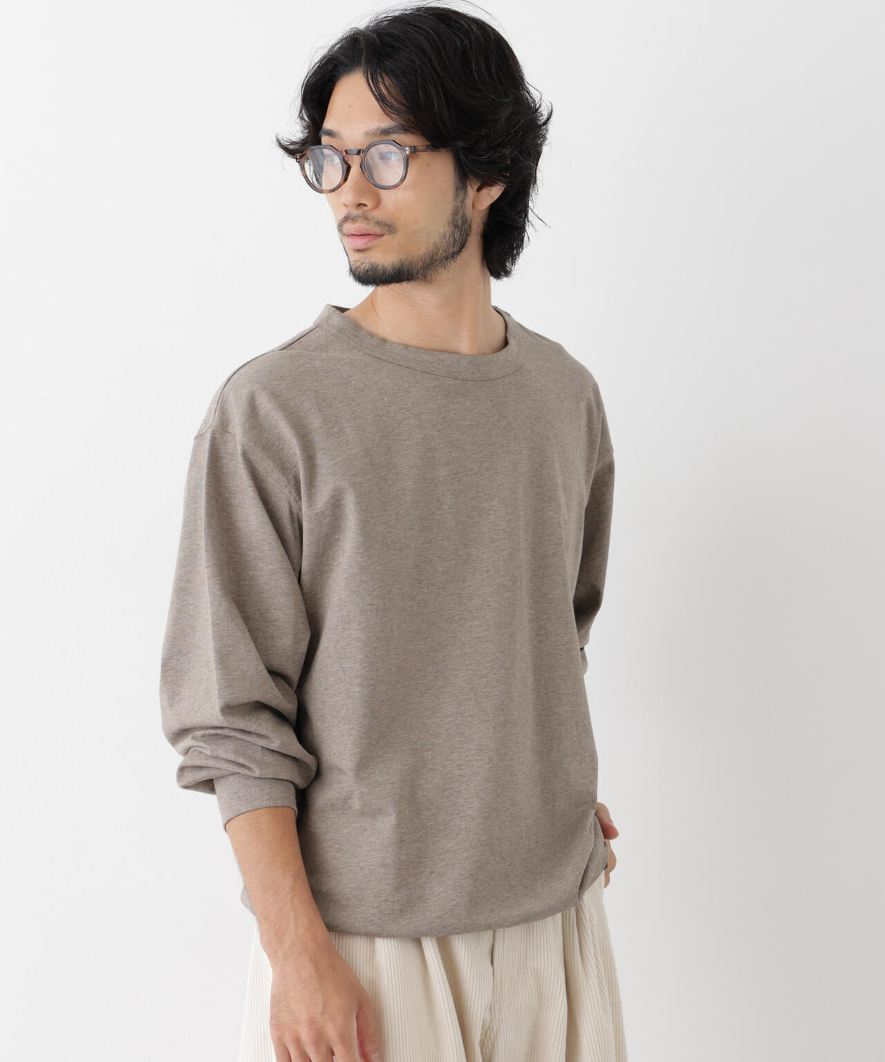 ソフトメランジクルーネックTシャツ 長袖 6686223215