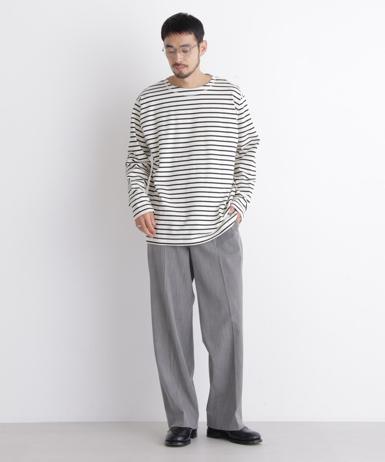 ボーダーバスクTシャツ 長袖 6686223219