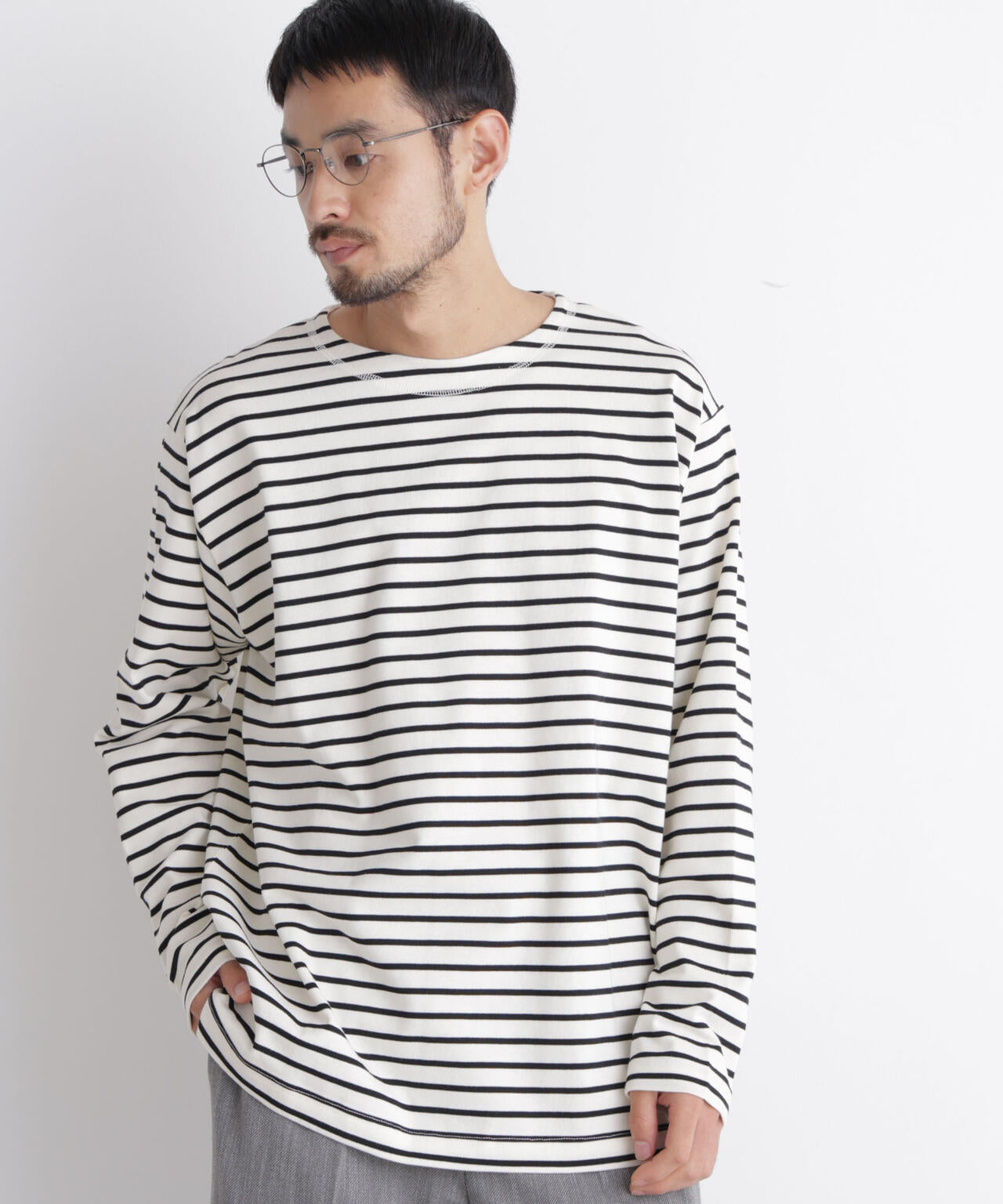 ボーダーバスクTシャツ 長袖 6686223219