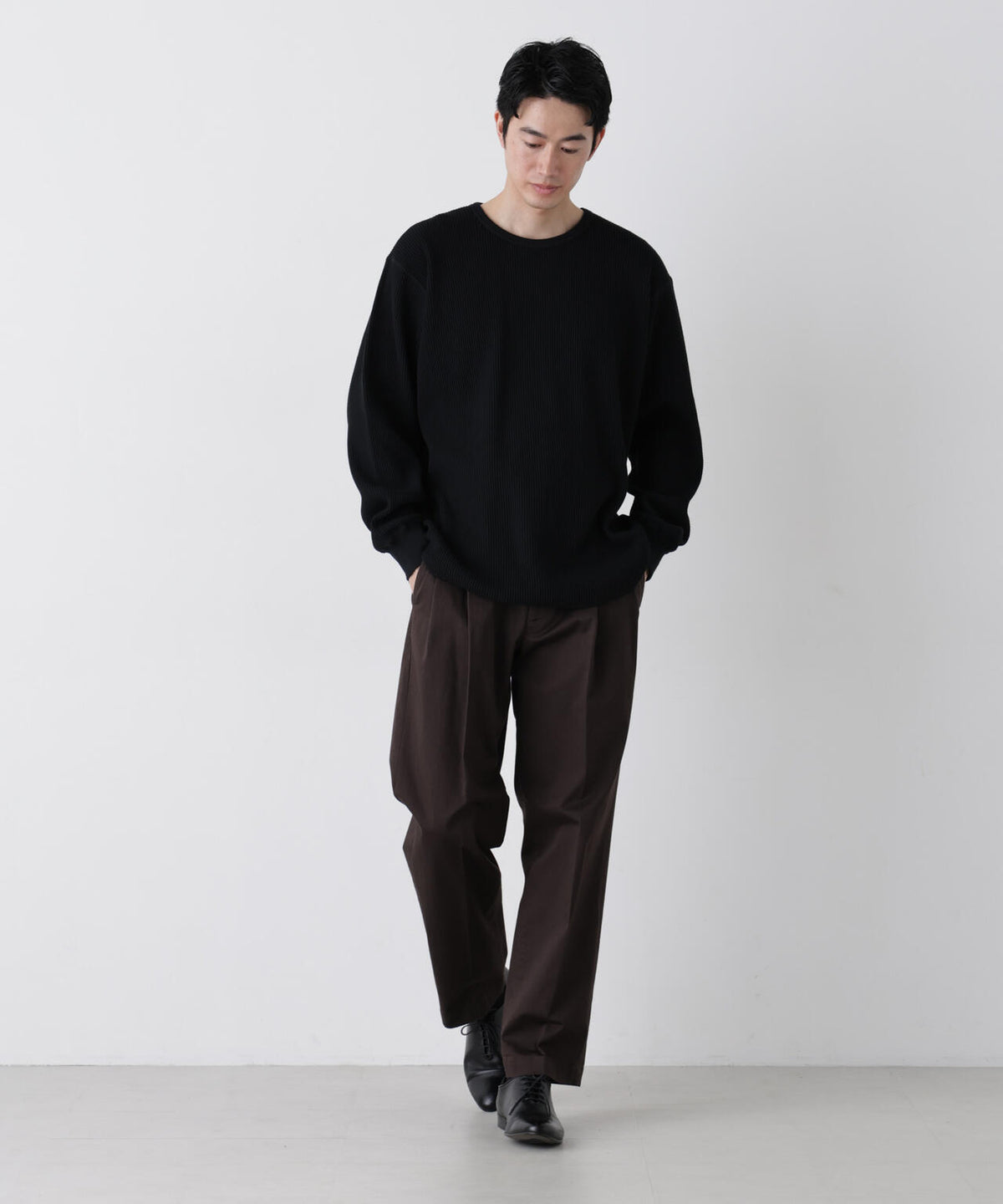 ヘヴィーワッフルクルーネックTシャツ 長袖 6686223229