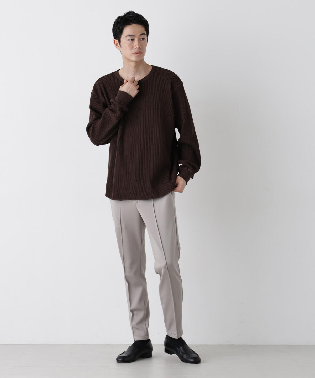 ヘヴィーワッフルクルーネックTシャツ 長袖 6686223229