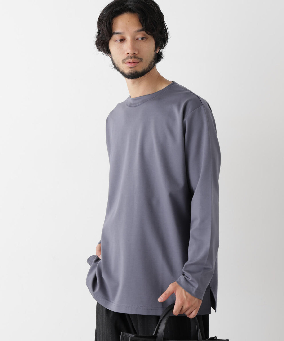 「モダンコンフォートシリーズ」モクロディ ボートネック サイドスリット Tシャツ 6686223230