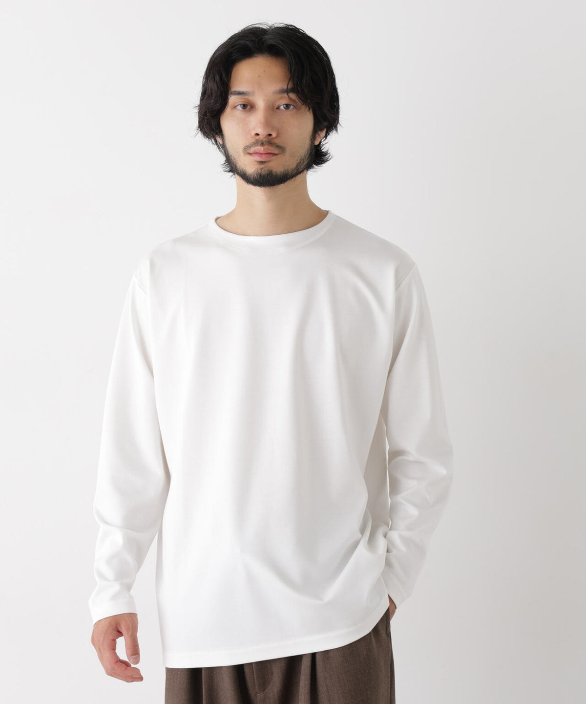 「モダンコンフォートシリーズ」モクロディ ボートネック サイドスリット Tシャツ 6686223230