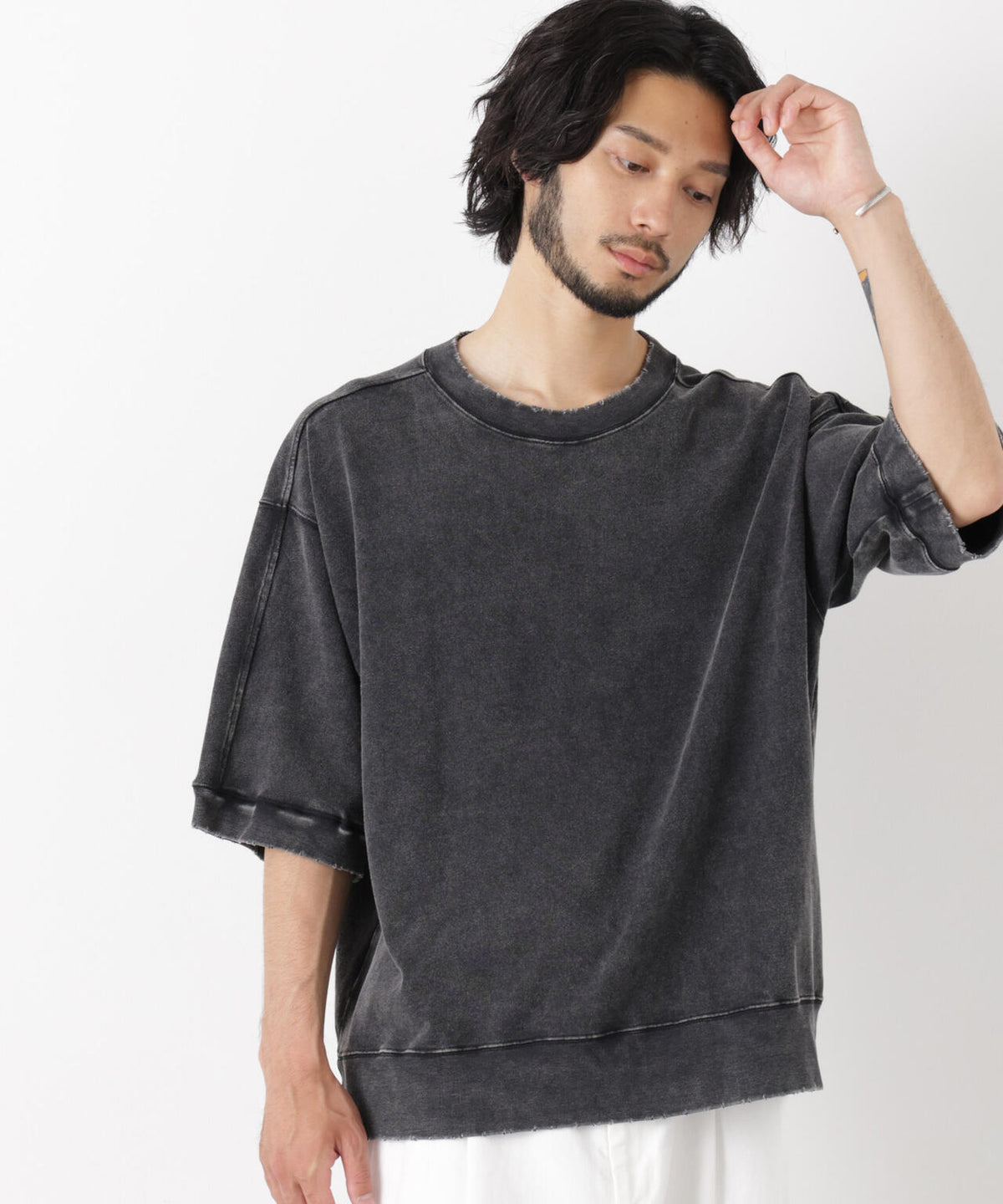 ケミカル加工袖線切替えTシャツ 6686224205