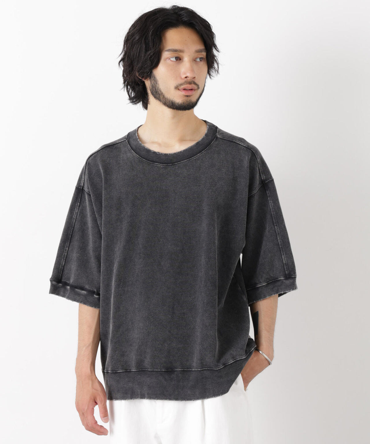 ケミカル加工袖線切替えTシャツ 6686224205