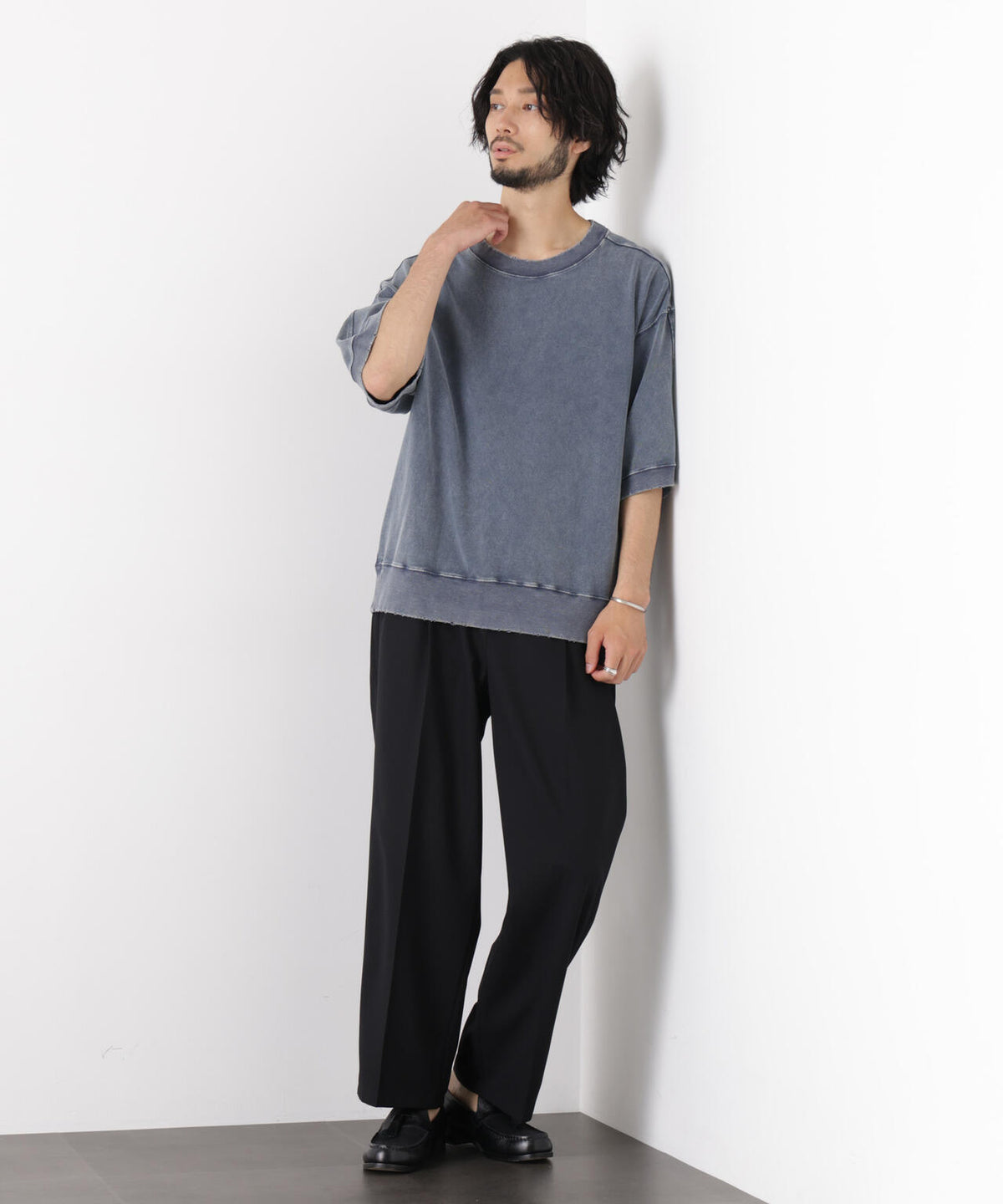 ケミカル加工袖線切替えTシャツ 6686224205