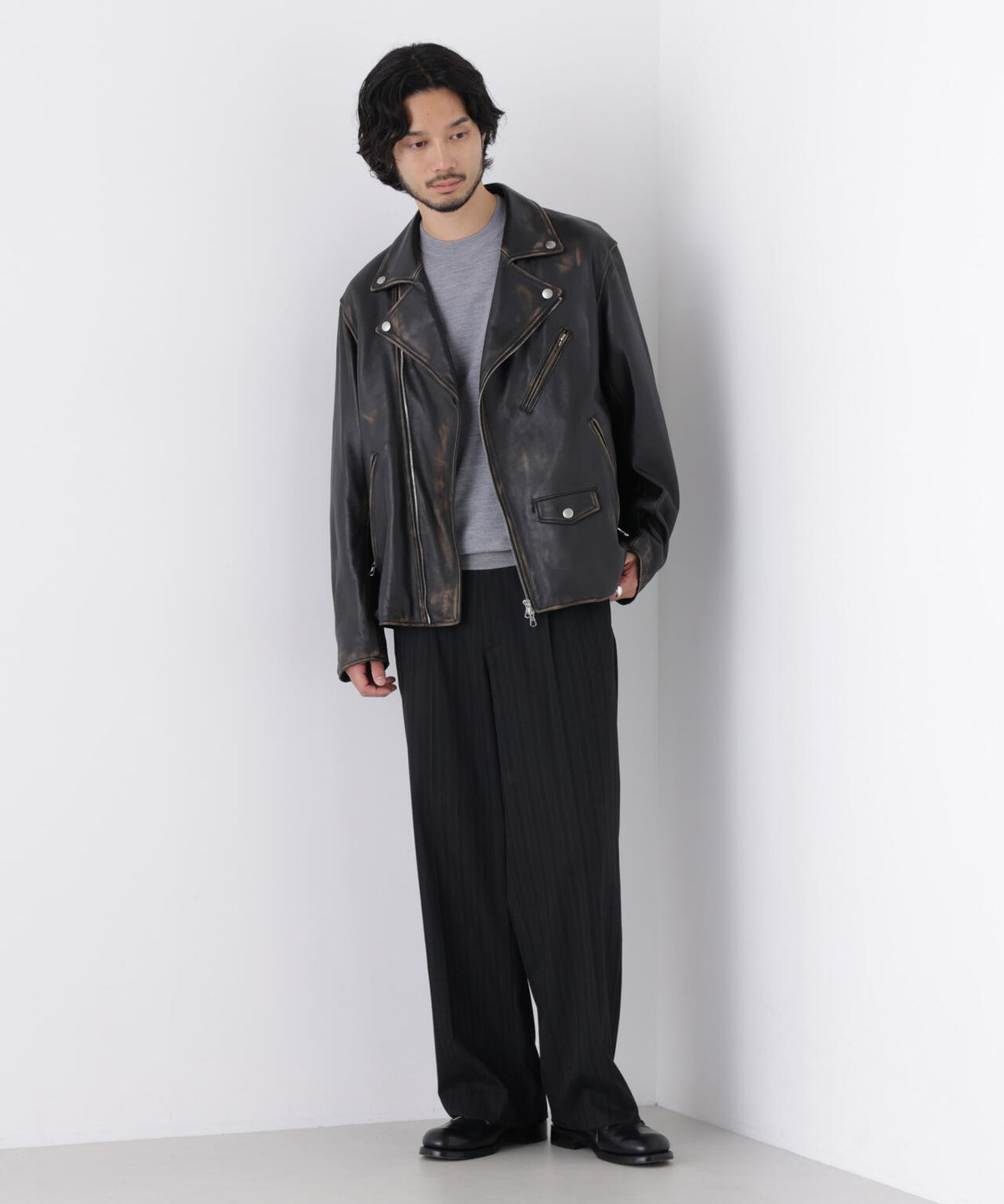 「DELEGANT」 ワンタックストレートトラウザーズ(セットアップ可) 6686227208