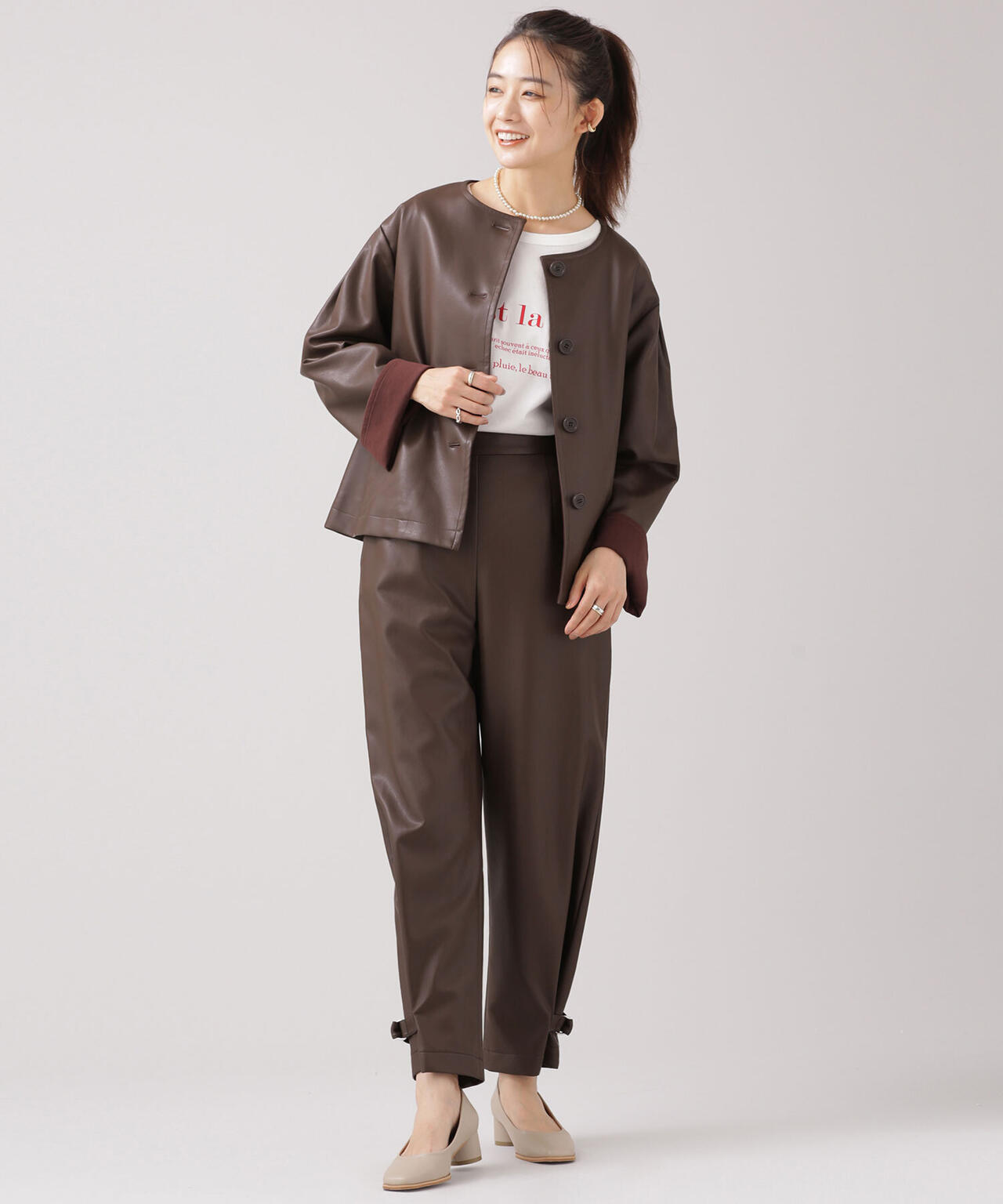 ヴィーガンレザー パンツ(セットアップ可) 6691227002