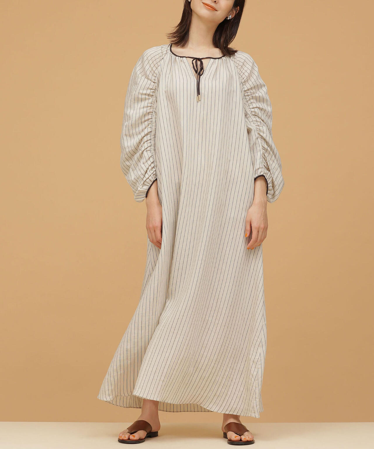 LB.03/ギャザーフォルムスリーブワンピース 長袖 6692119347