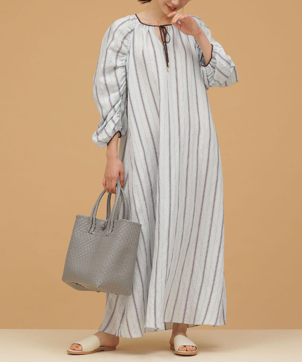 LB.03/ギャザーフォルムスリーブワンピース 長袖 6692119347