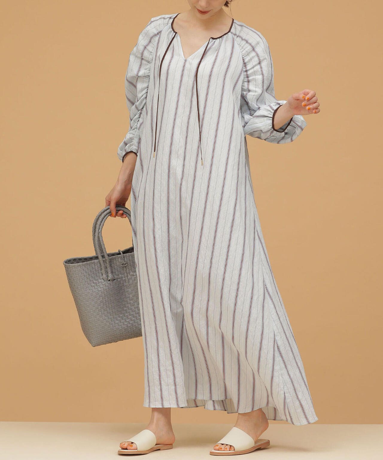 LB.03/ギャザーフォルムスリーブワンピース 長袖 6692119347