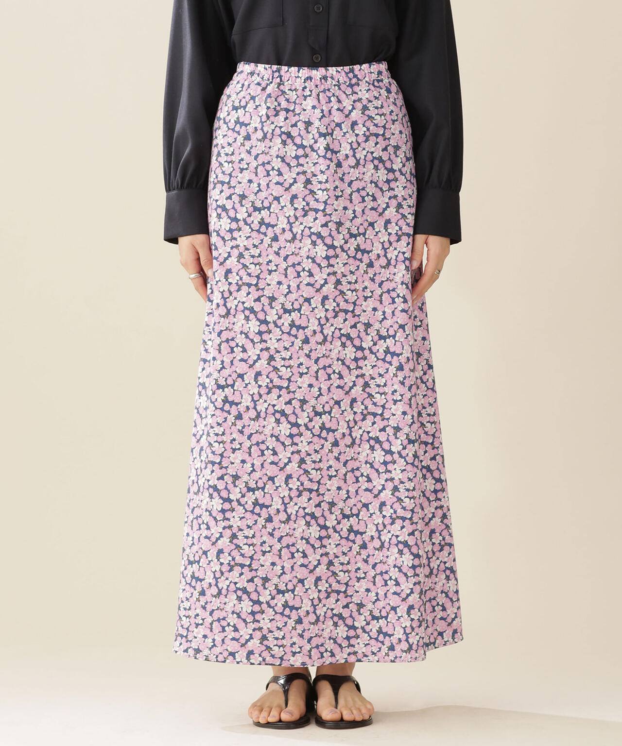 モザイクフラワープリントナロースカート 6692130310