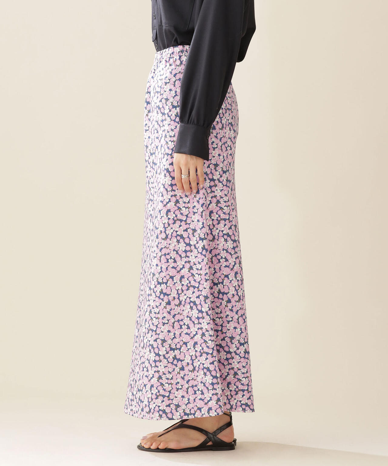 モザイクフラワープリントナロースカート 6692130310