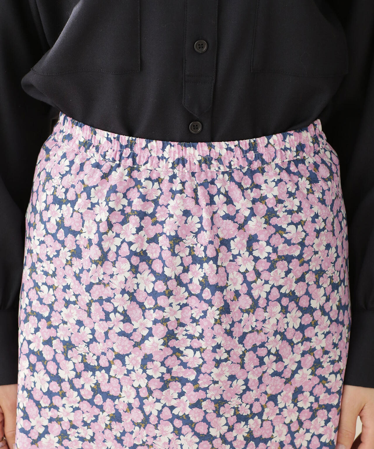 モザイクフラワープリントナロースカート 6692130310