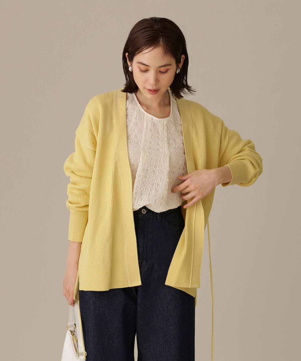 LB.03/近藤千尋さんコラボ 思いきり洗えるニット ミドルカーディガン 6692222345