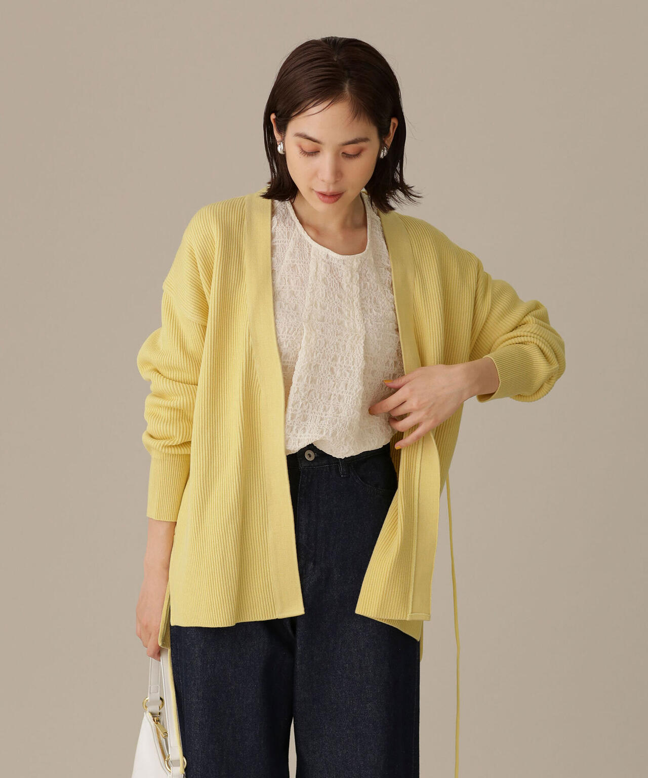 LB.03/近藤千尋さんコラボ 思いきり洗えるニット ミドルカーディガン 6692222345