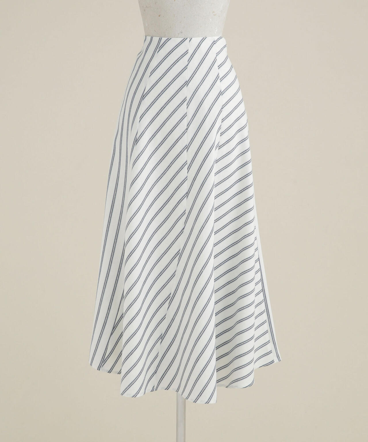 LB.03/ストライプエスカルゴ切り替えフレアスカート 6692230303