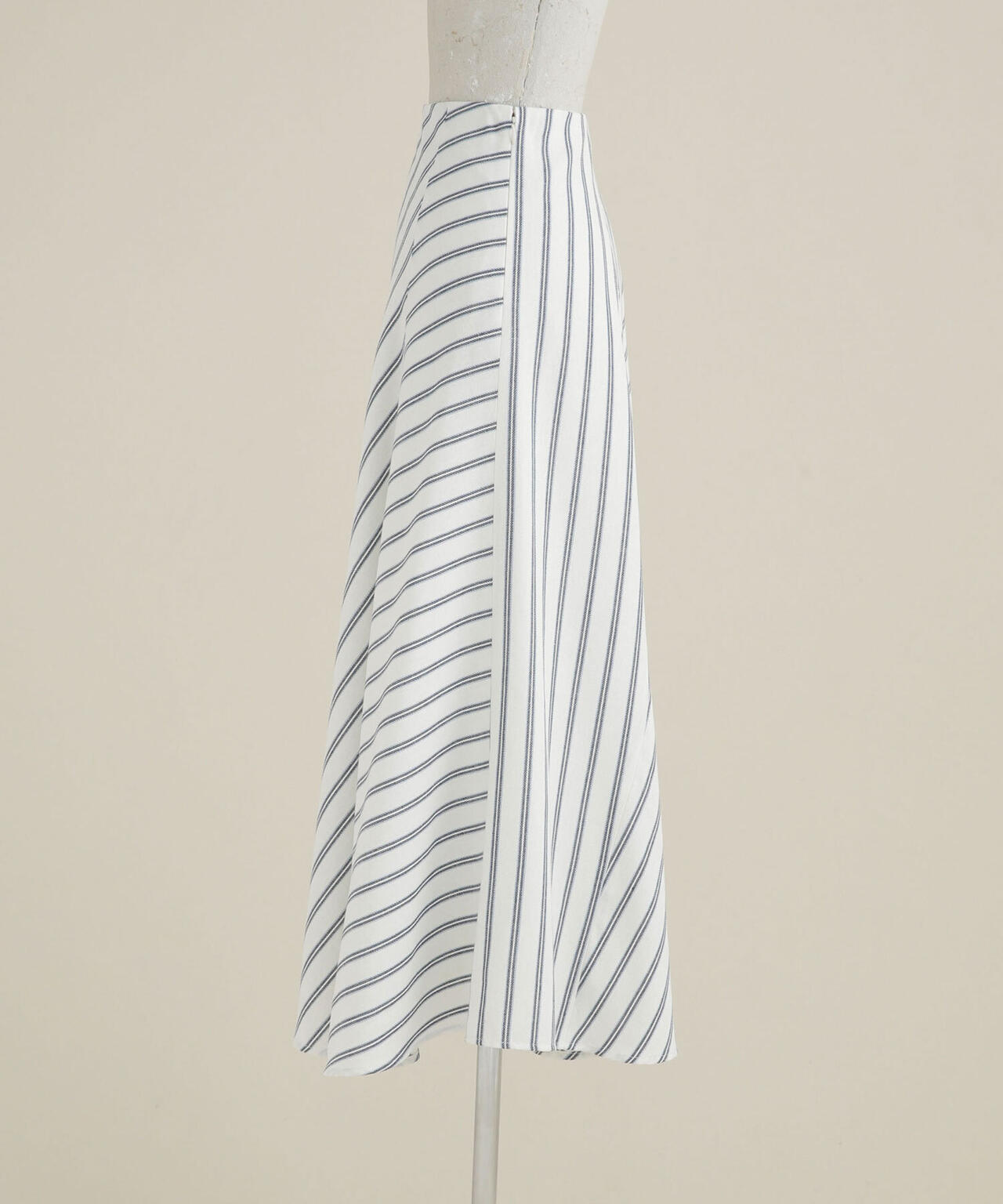 LB.03/ストライプエスカルゴ切り替えフレアスカート 6692230303