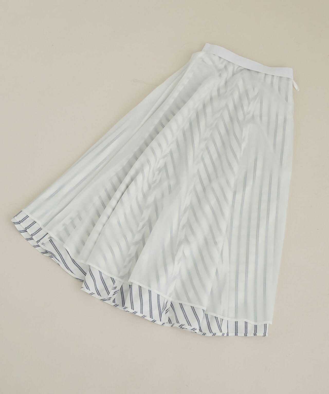 LB.03/ストライプエスカルゴ切り替えフレアスカート 6692230303