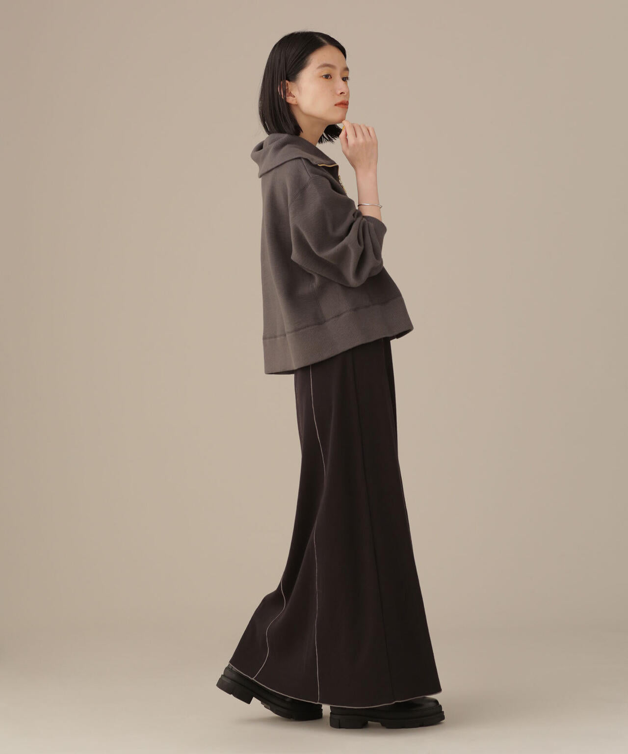 LB.03/パネルラインフライスカットフレアスカート 6692230323