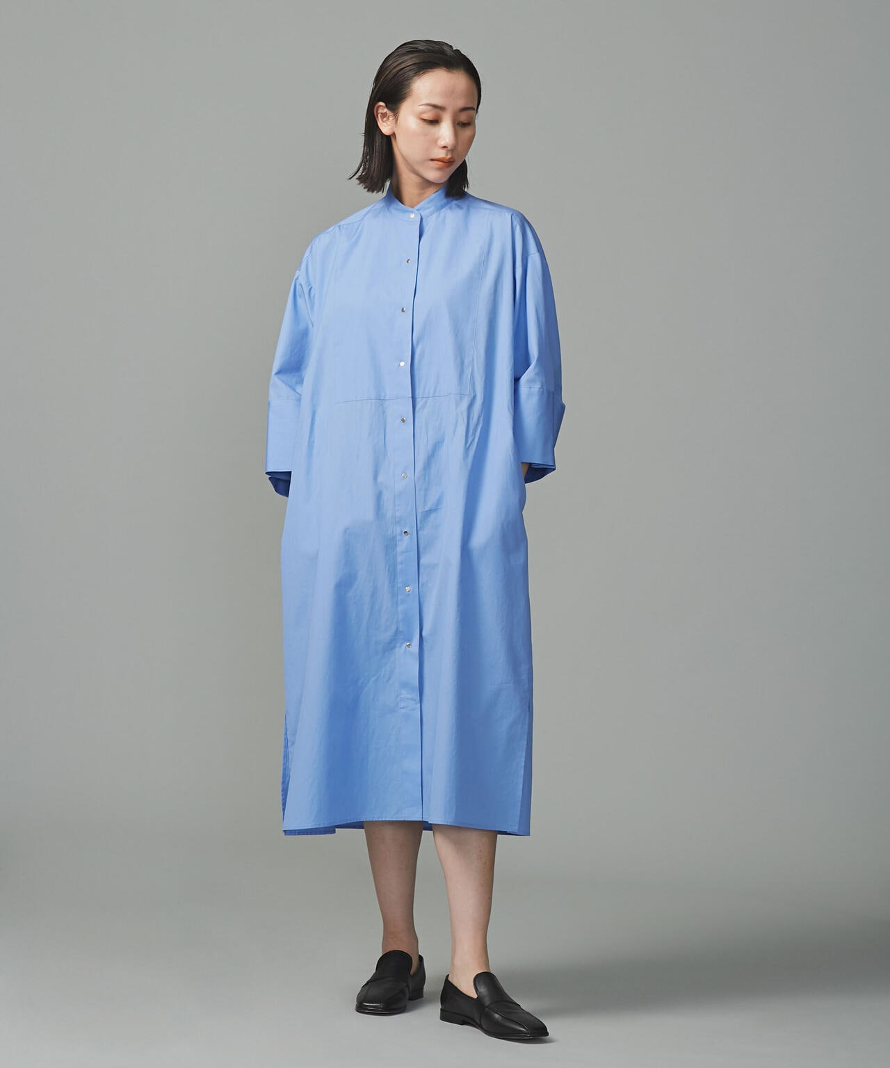 スタンドカラーシャツワンピース 6693119310
