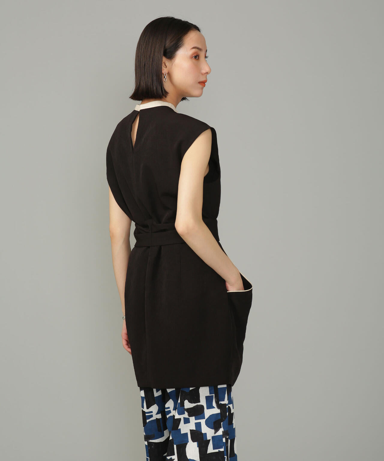 スラブワッシャー 配色トリミングミニワンピース 6693119315