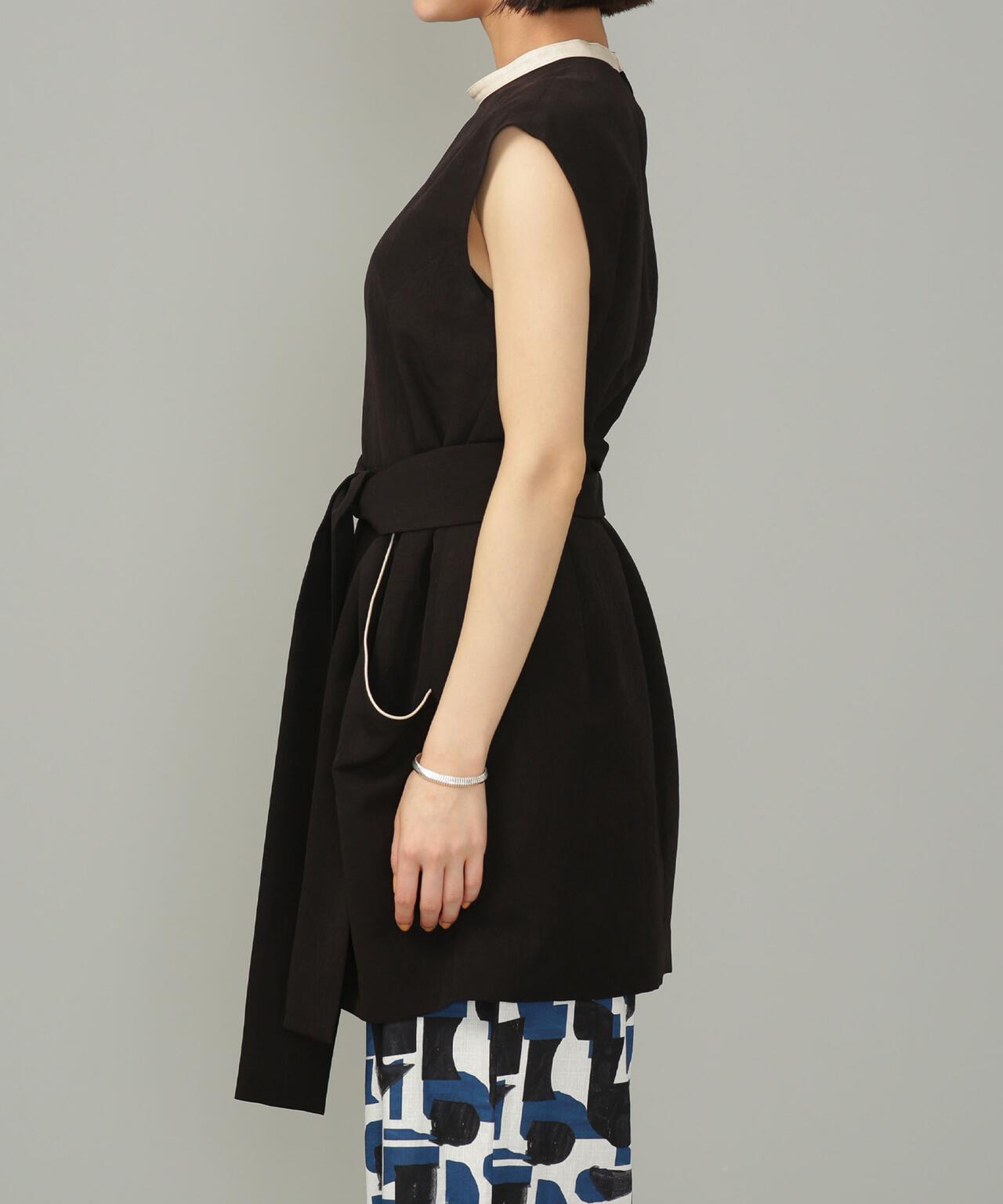 スラブワッシャー 配色トリミングミニワンピース 6693119315