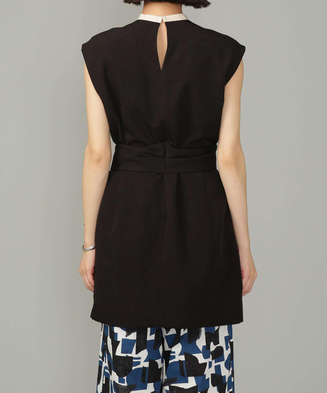 スラブワッシャー 配色トリミングミニワンピース 6693119315