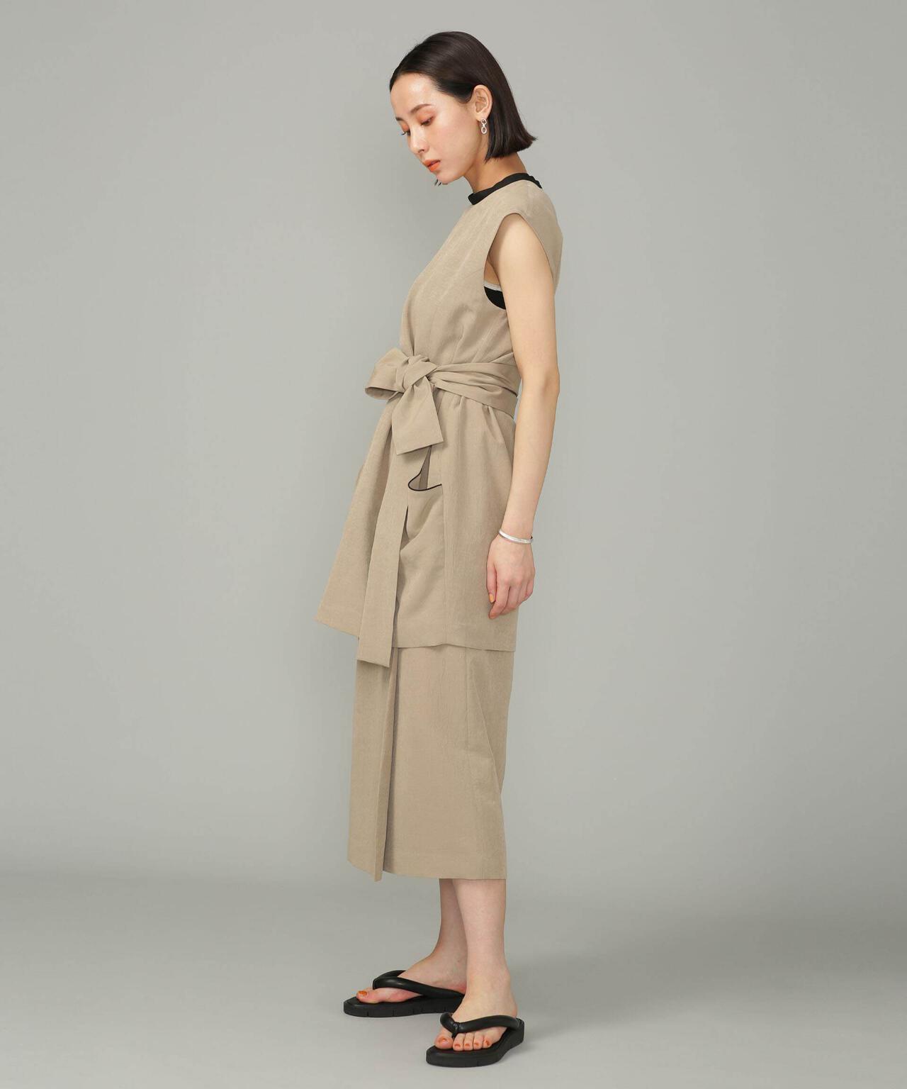 スラブワッシャー 配色トリミングミニワンピース 6693119315