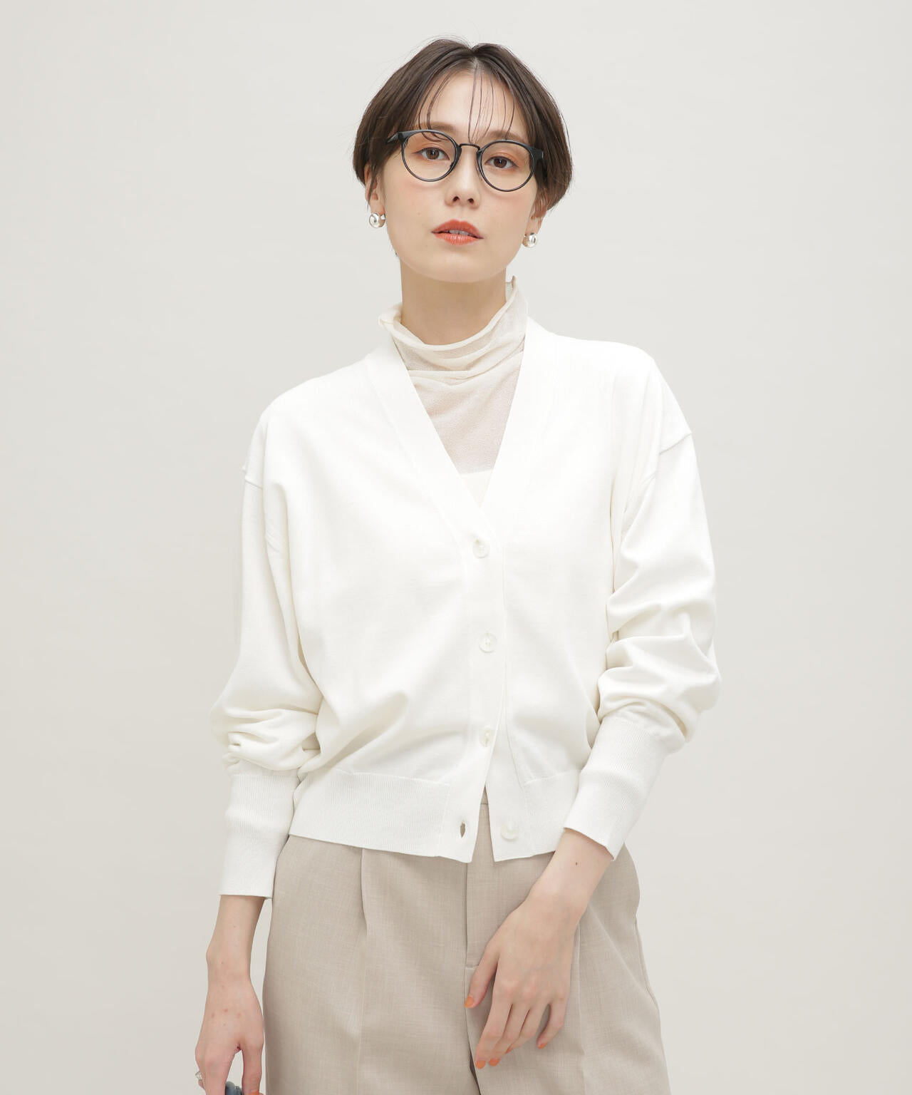 LB.03/GIZA強撚コットンカーディガン 6693122324