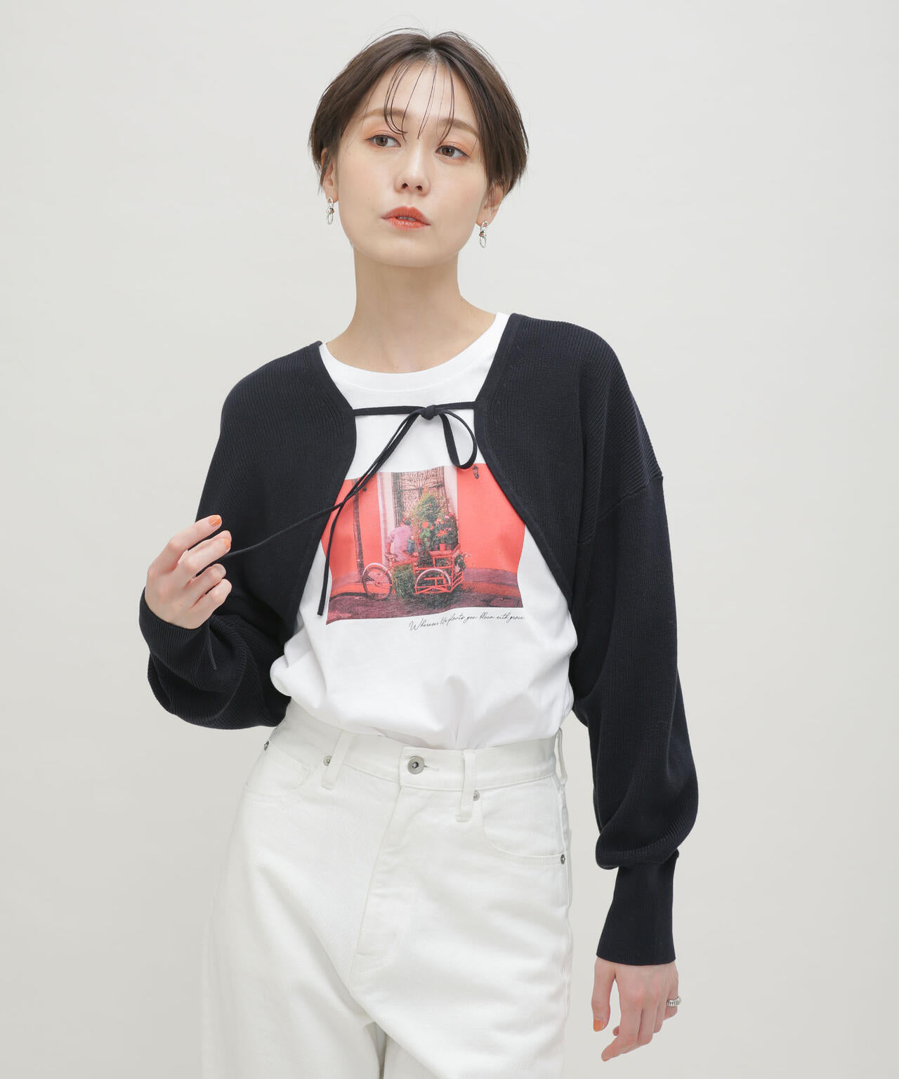 LB.03/GIZA強撚コットンボレロ 6693122325