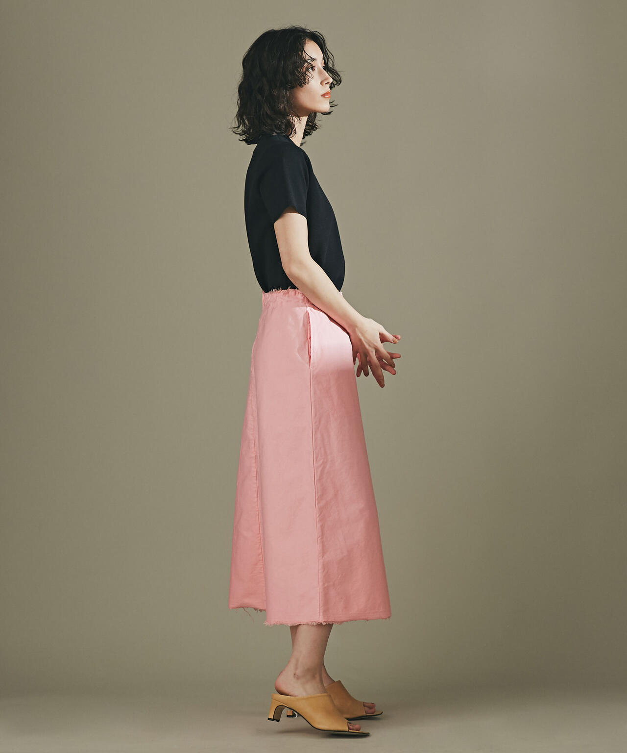 モールスキンガーメントダイフレアスカート 6693130309