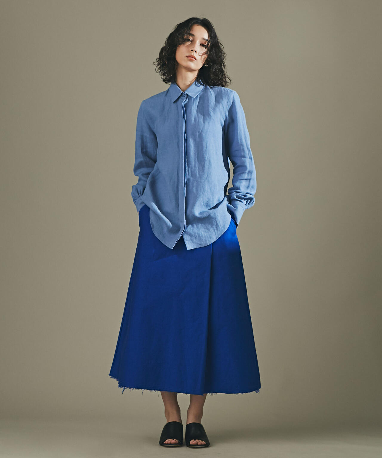 モールスキンガーメントダイフレアスカート 6693130309