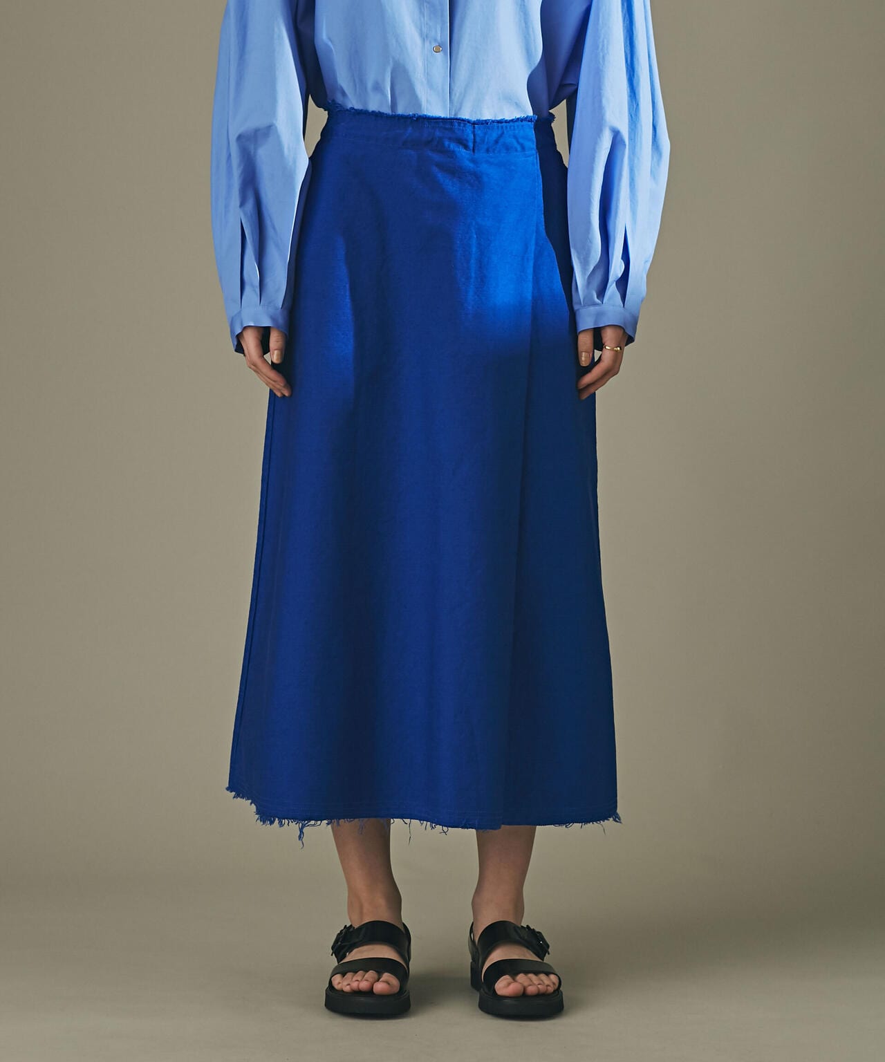 モールスキンガーメントダイフレアスカート 6693130309