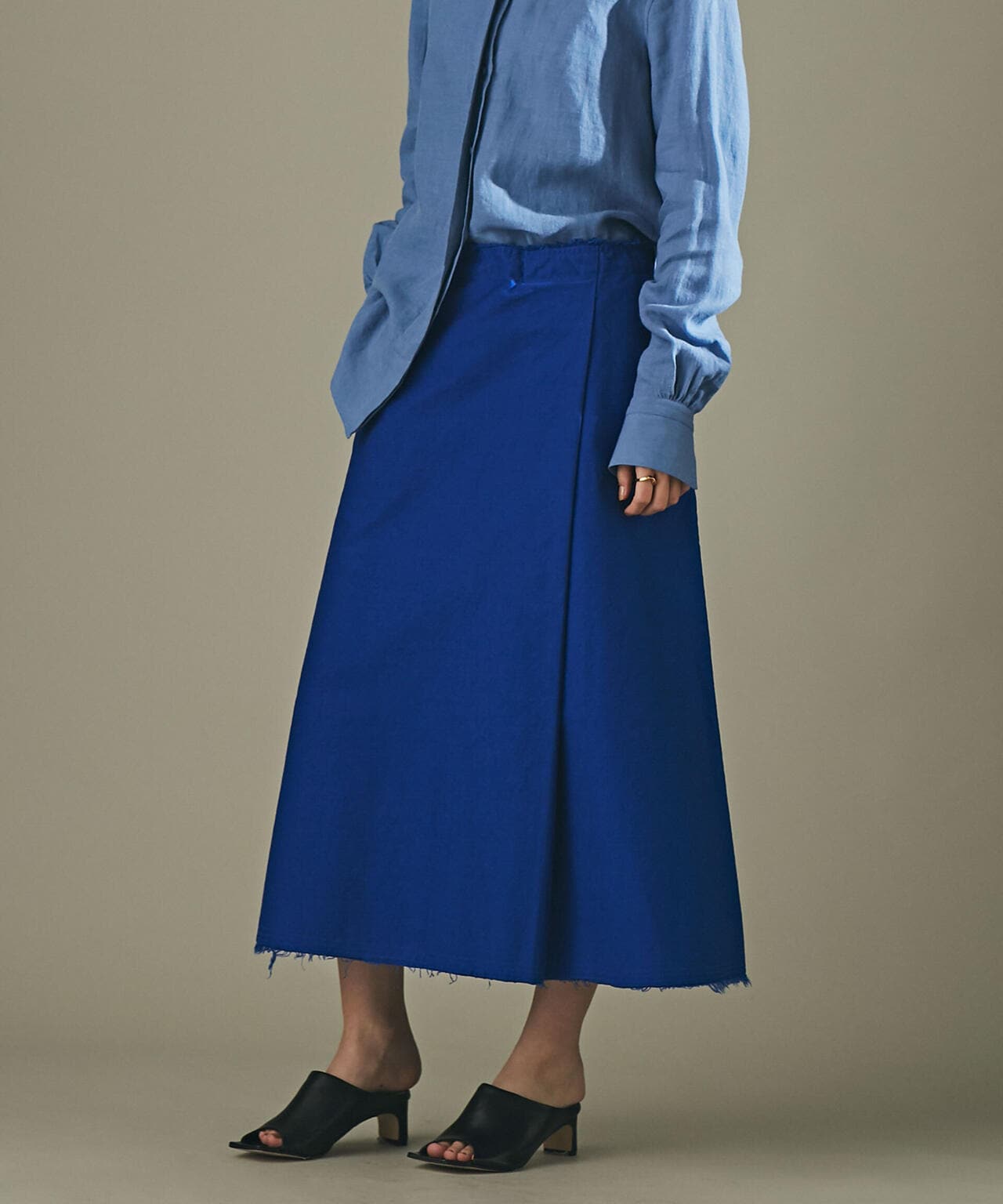 モールスキンガーメントダイフレアスカート 6693130309