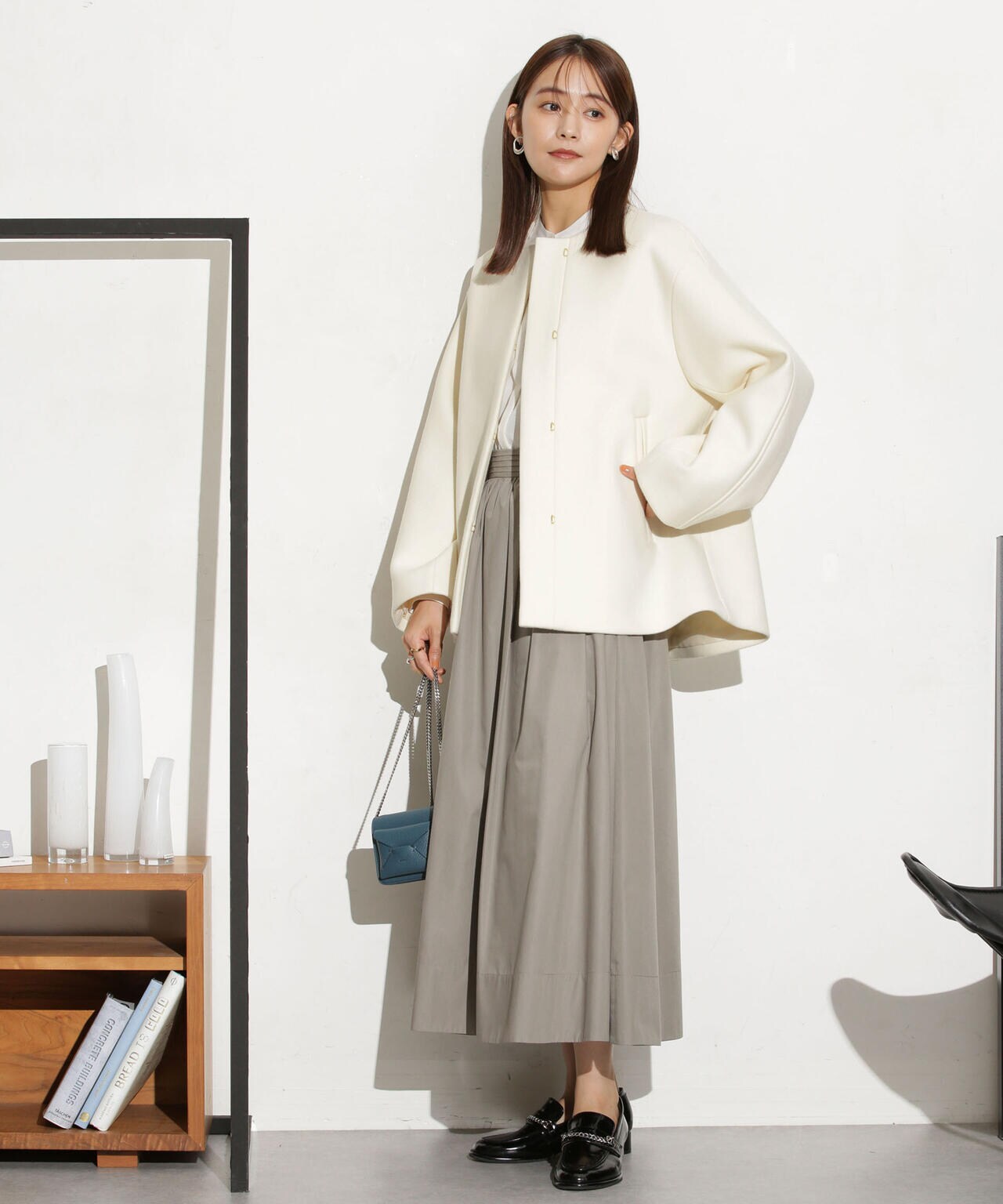 ハミルトンラムズウールノーカラーショートコート 6693211307