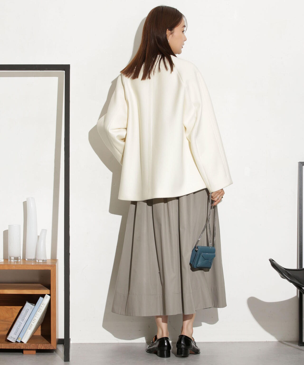 ハミルトンラムズウールノーカラーショートコート 6693211307