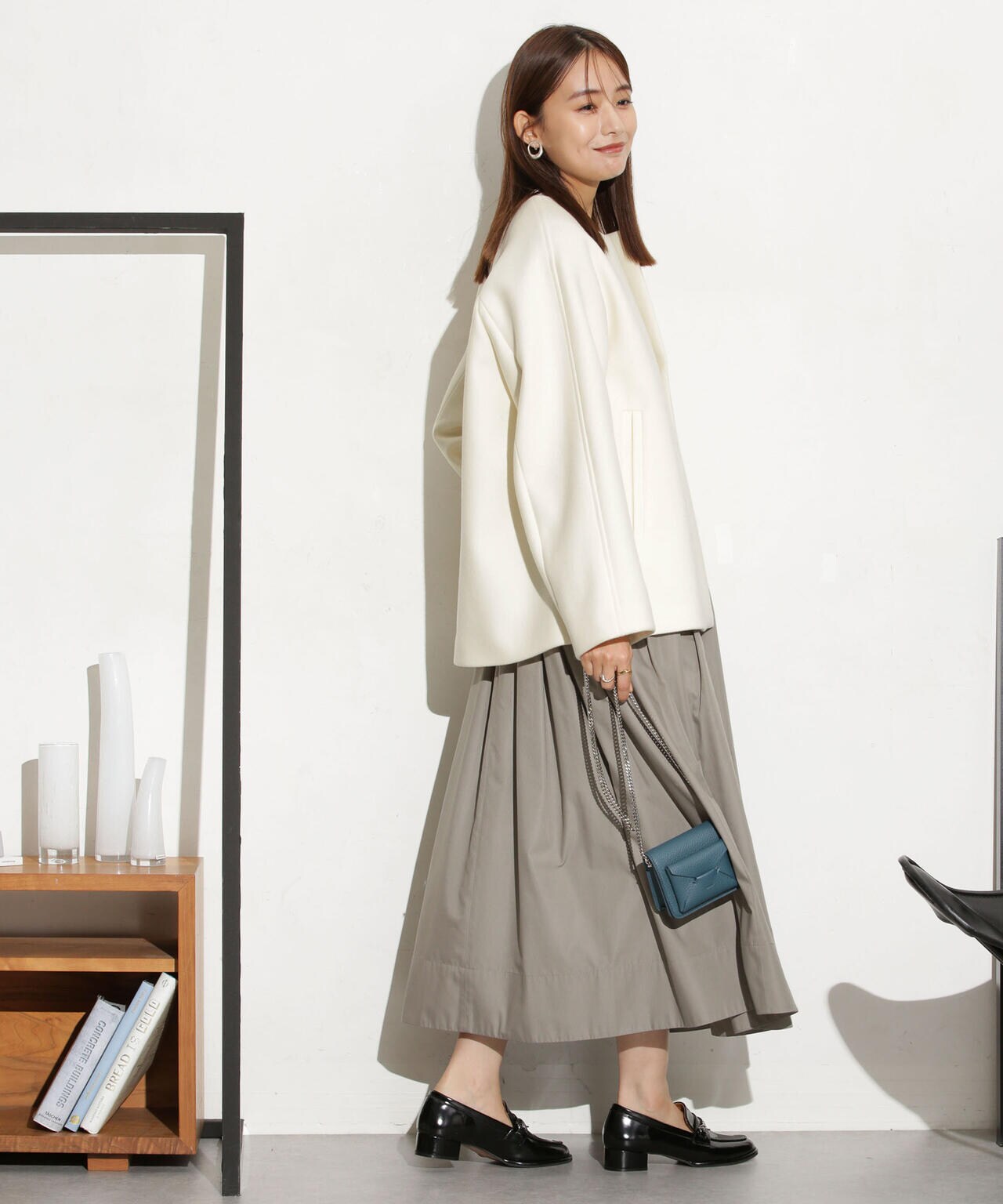 ハミルトンラムズウールノーカラーショートコート 6693211307