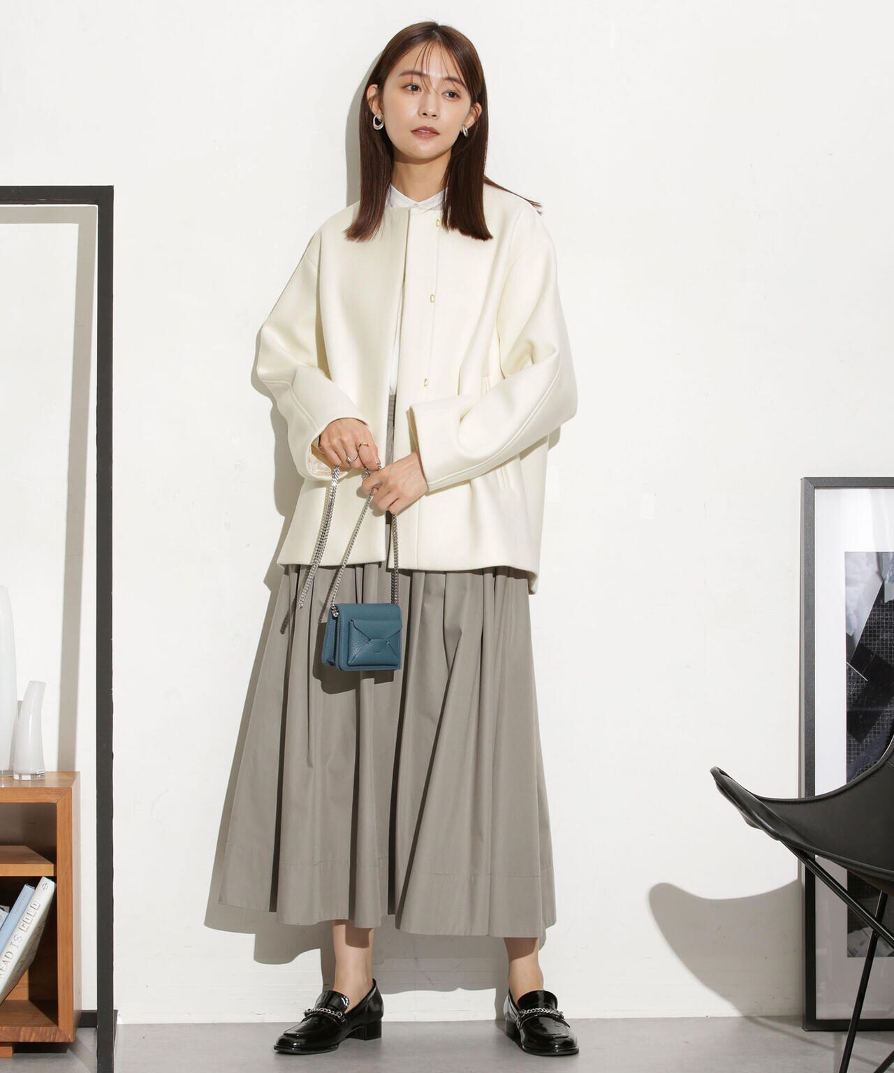 ハミルトンラムズウールノーカラーショートコート 6693211307