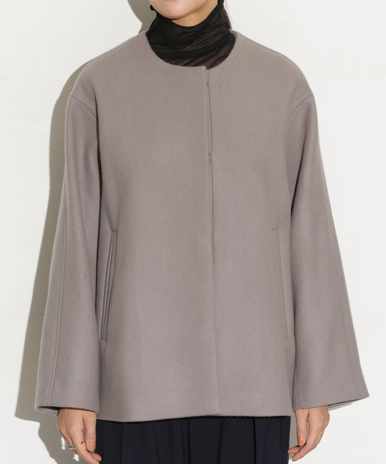 ハミルトンラムズウールノーカラーショートコート 6693211307